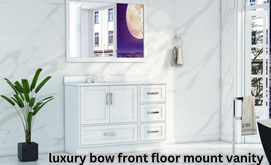 luxury bow front floor mount vanity